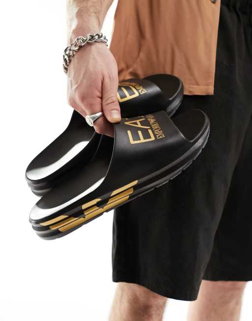 Armani EA7 – Phylon – Slider in Schwarz/Gold mit Logo, 3 von 4