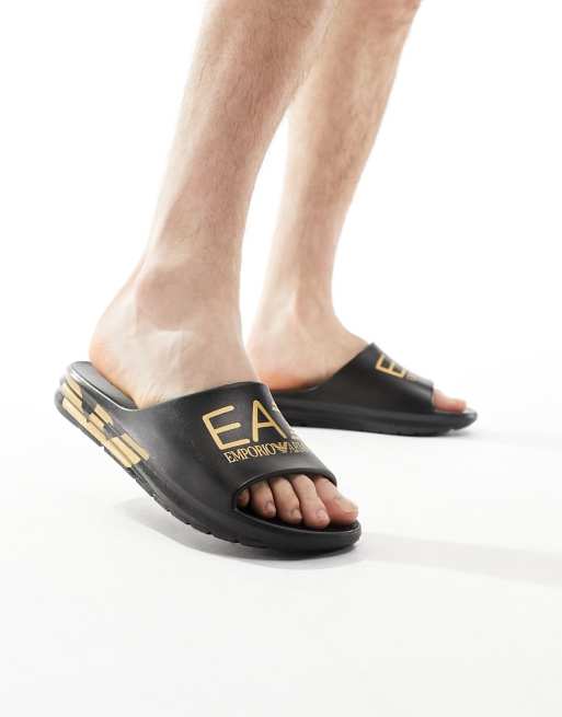 Armani EA7 – Phylon – Slider in Schwarz/Gold mit Logo, 4 von 4