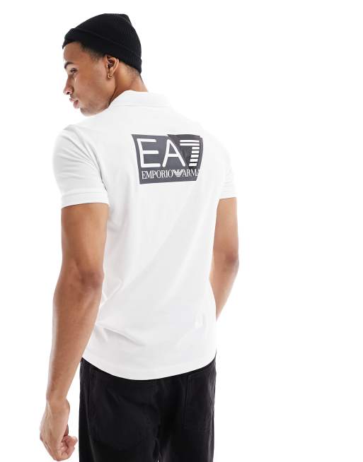 Armani EA7 - Polo in jersey bianca con logo