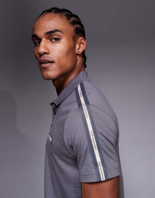 Armani EA7 polo shirt with contrast logo taping in white , 4 of 5