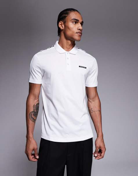 Armani EA7 polo shirt with contrast logo taping in white 