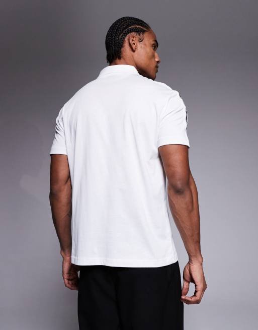 Armani EA7 polo shirt with contrast logo taping in white , 3 of 5