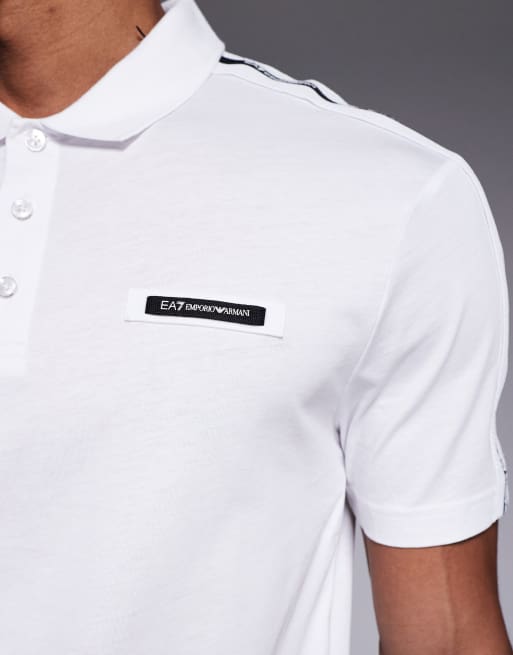 Armani - EA7 - Poloshirt met contrasterende logobies in wit , 4 van 5
