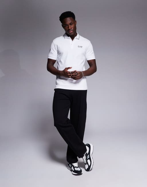 Armani - EA7 - Poloshirt met een gekleurd randje, logo en korte mouwen in wit, 2 van 4