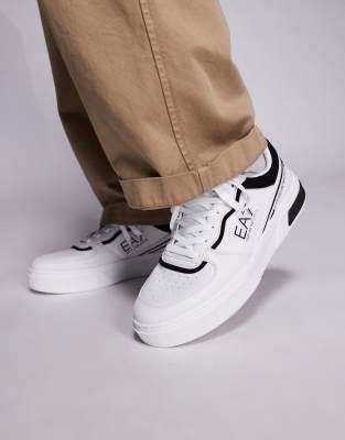 EA7 Armani EA7 premium court logo trainers in white