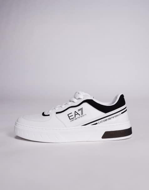 Armani EA7 premium court logo trainers in white - view 2