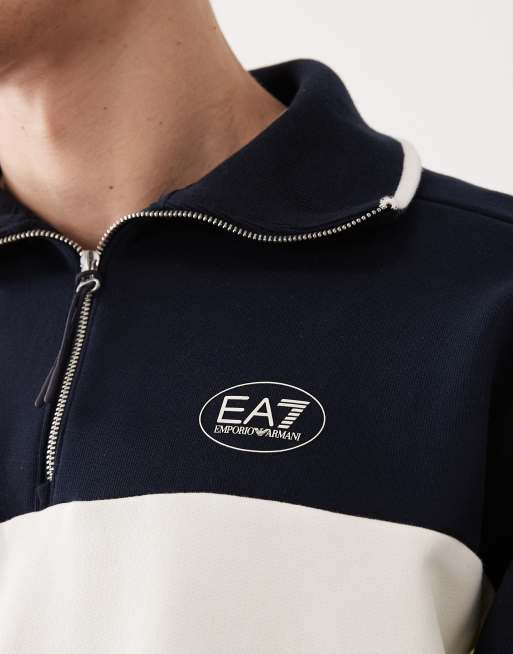 Armani – EA7 – Pullover mit kurzem Reißverschluss und Farbblockdesign, 3 von 5