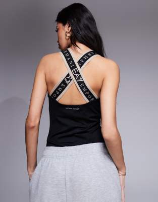EA7 ARMANI EA7 RACER BODYSUIT WITH CROSS LOGO STRAPS 