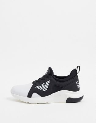 tanker Inferieur Mam Ea7 Armani Racer Eagle Logo Trainers In Black And White | ModeSens