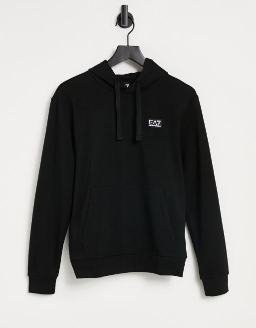 Armani Ea7 Rubberised Logo Overhead Hoodie In Black Faoswalim