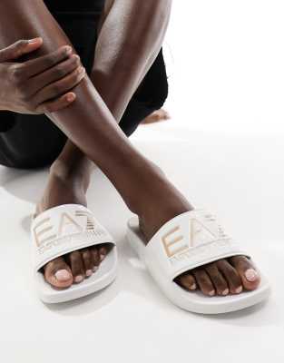 Emporio armani sales sliders white