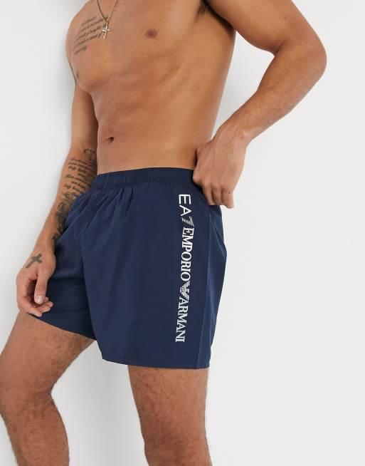 Armani EA7 - Short de bain avec logo sur le côté - Bleu marine