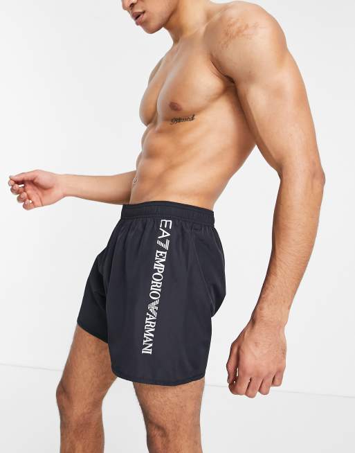 Armani EA7 Short de bain avec logo sur le c t Noir ASOS