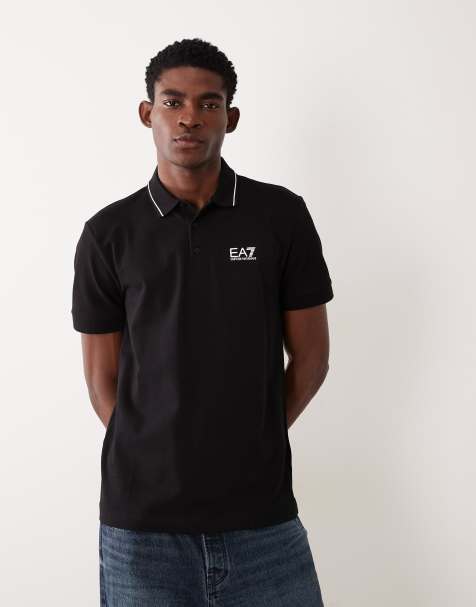 Armani EA7 short sleeve polo shirt in black