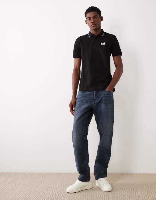 Armani EA7 short sleeve polo shirt in black, 2 of 5