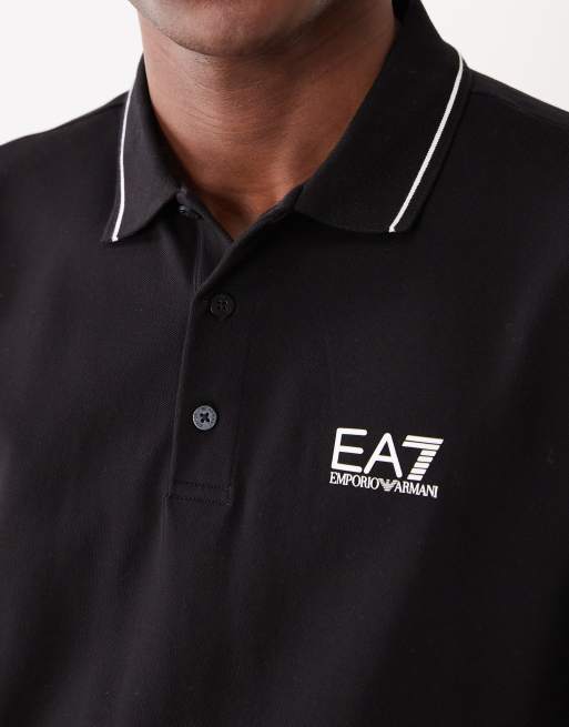 Armani EA7 short sleeve polo shirt in black, 3 of 5