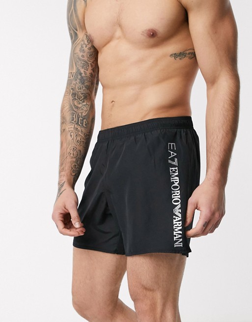 Armani EA7 side logo swim shorts in black