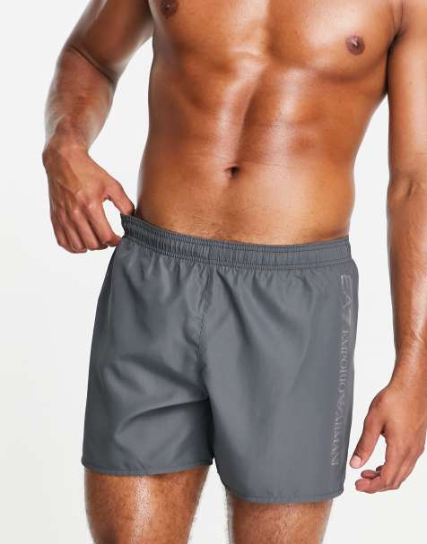 Armani EA7 side logo swim shorts in grey - view 1