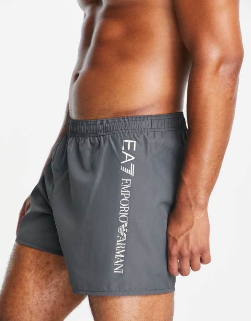 Armani EA7 side logo swim shorts in grey, 2 of 4