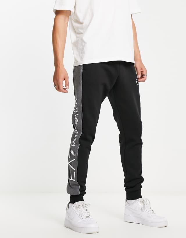 Armani EA7 side stripe track joggers in black