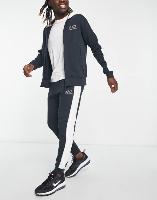 Armani EA7 side stripe track trackies in navy