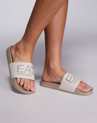 Armani - EA7 - Slider in Beige mit Logo-Neutral