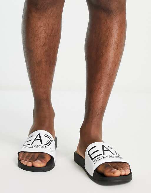 Armani – EA7 – Slider in Weiß mit kontrastierendem Logo