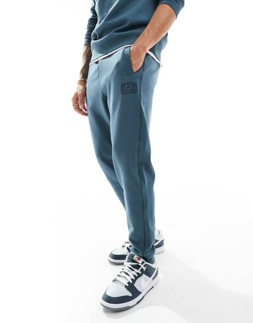 Armani EA7 small box logo cuffed sweat trackies in mid green (part of a set)