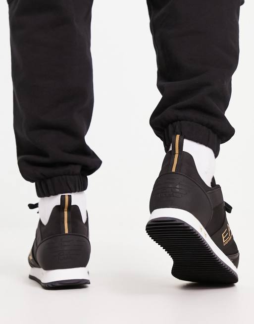 Armani - EA7 - Sneakers met gouden logo aan de zijkant in zwart, 4 van 4