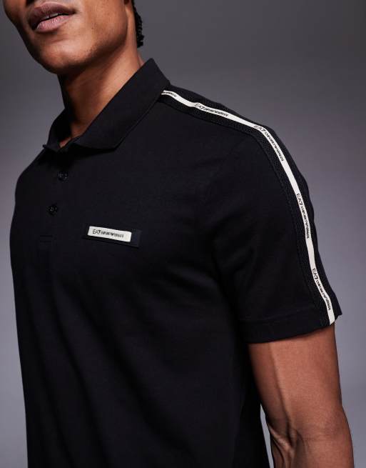 Armani - EA7 - Sort poloskjorte med kontrasterende logobånd , 5 af 5
