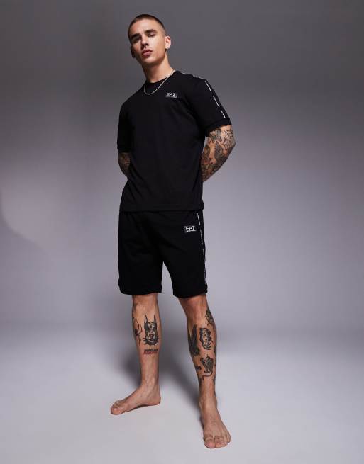 Armani - EA7 - Sorte sweat-shorts med tætsiddende buksekanter og logobåndsdetaljer - Del af sæt, 2 af 5
