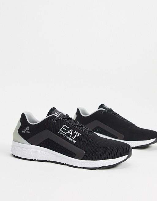 Armani EA7 Spirit knitted trainer in black/silver