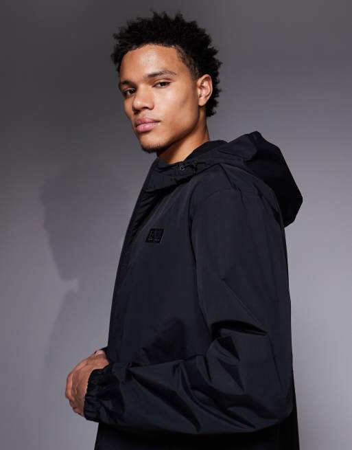 Armani – EA7 – Svart jacka i oversize med huva, 4 av 5