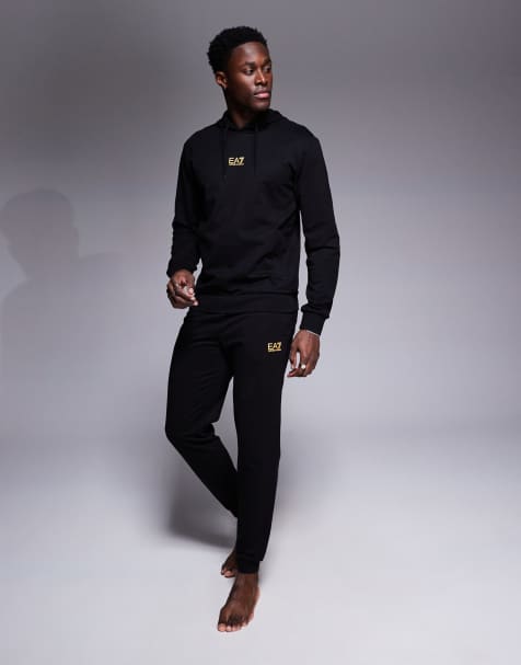 Armani - EA7 - Sweat à capuche avec logo doré au centre - Noir - view 1
