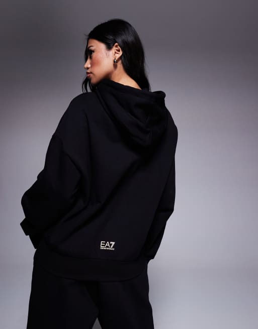 Armani - EA7 - Sweat à capuche d'ensemble à logo doré - Noir, 4 de 4