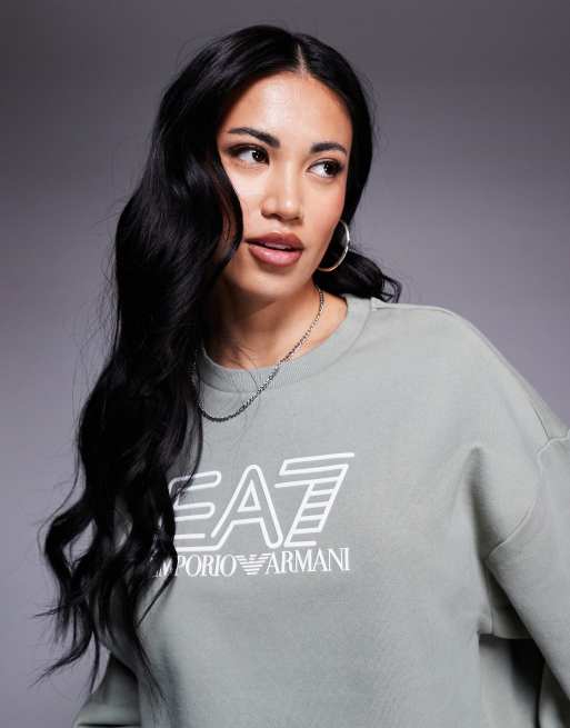 Armani - EA7 - Sweater met logo in crème, deel van co-ord set, 3 van 4