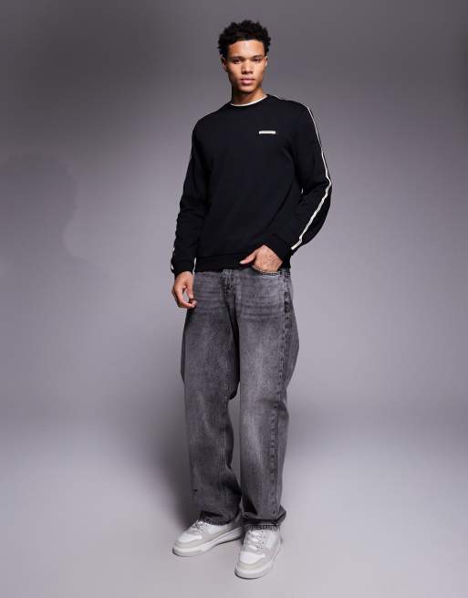 Armani EA7 sweatshirt with logo tape detail in black, 2 of 5