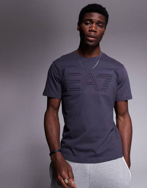 Armani EA7 - T-shirt à logo au centre en relief - Gris foncé - view 1