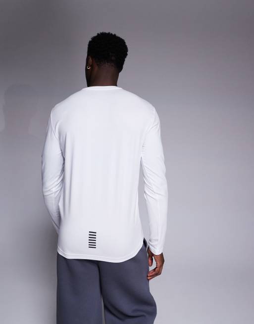 Armani EA7 T shirt a manches longues et logo Blanc ASOS