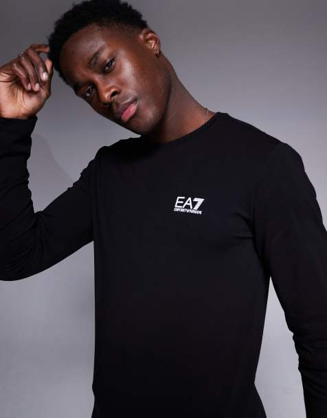 Armani - EA7 - T-shirt a maniche lunghe nera con logo - view 1