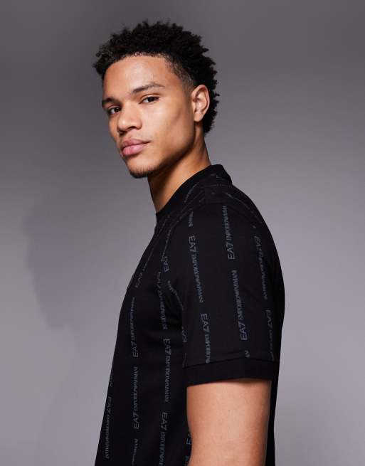 Armani EA7 - T-shirt avec monogramme sur l'ensemble - Noir, 4 de 5