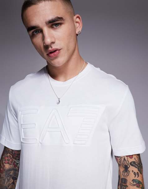 Armani - EA7 - T-shirt bianca con logo centrale in rilievo - view 1