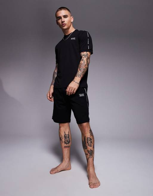 Armani EA7 t-shirt co-ord with logo tape detail in black, 2 of 4