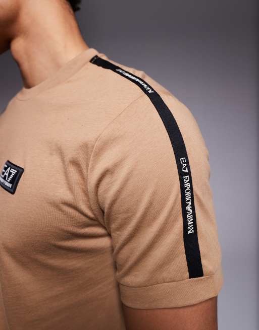 Armani - EA7 - T-shirt color pietra scuro con fettuccia con logo, 5 di 5