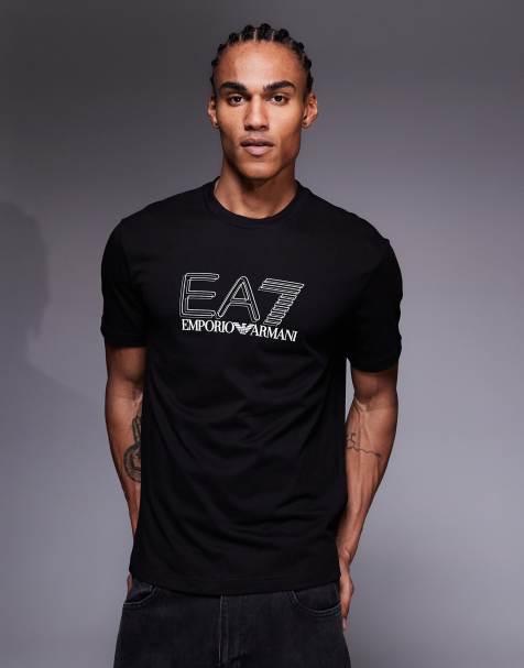 Armani - EA7 T-shirt girocollo nera con logo - view 1