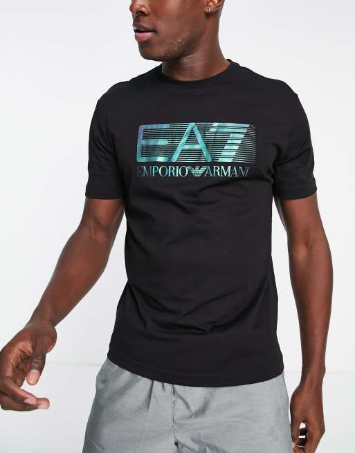 Armani - EA7 t-shirt med stort logo i sort