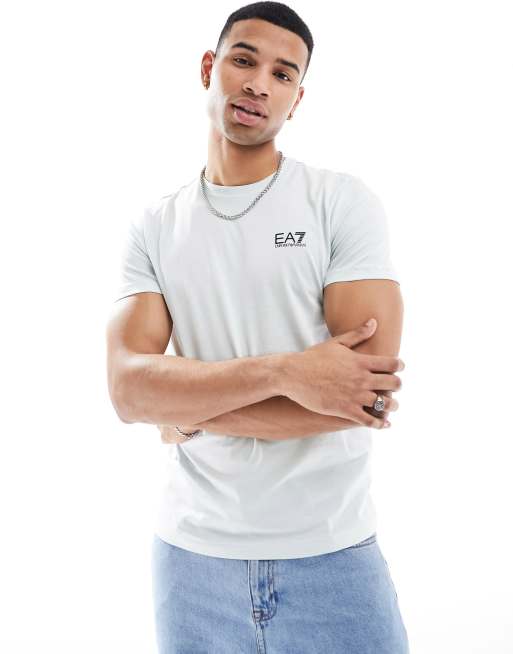 Armani - EA7 - T-shirt met klein logo in lichtblauw
