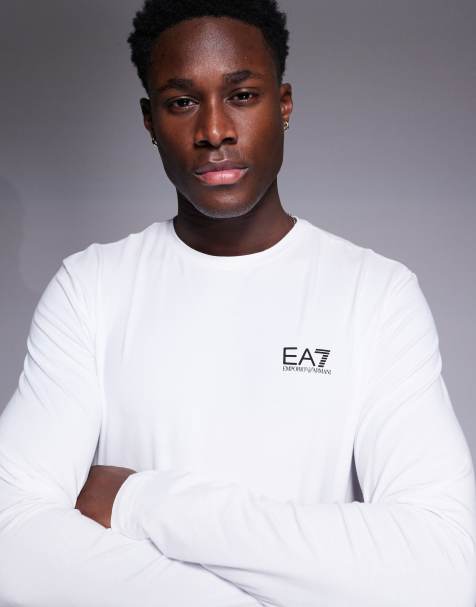 Armani - EA7 - T-shirt met lange mouwen en logo in wit - view 1
