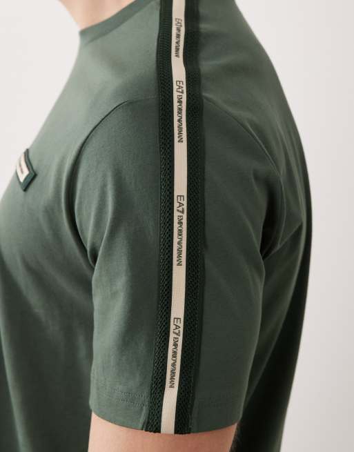 Armani - EA7 - T-shirt met ronde hals en logobies in groen , 4 van 5