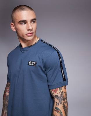 Armani EA7 T-shirt with logo tape detail in dark gray